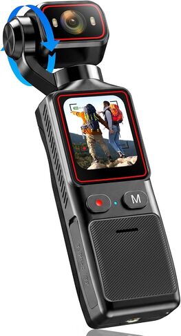 4K Vlogging Camera, Pocket Handheld Camera with 180° Rotating Lens | Content Creator Camera with 1.69" Touch Screen, Gyro Stabilization, WiFi & 8H Battery, Lightweight, for Daily Recording in Kuwait