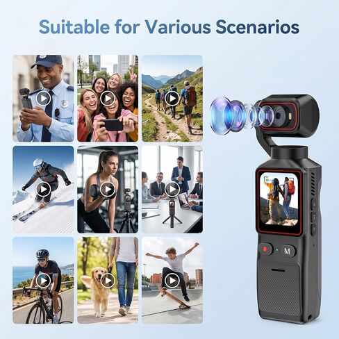 4K Vlogging Camera, Pocket Handheld Camera with 180° Rotating Lens | Content Creator Camera with 1.69" Touch Screen, Gyro Stabilization, WiFi & 8H Battery, Lightweight, for Daily Recording in Kuwait