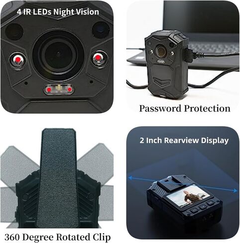 A21P Body Worn Camera IR 15 Hrs Video Recording 2-inch Screen GPS Wearable Cam Comes with Magnetic Mount for Security Patrol Police Law Enforcement Outdoor Activity (128GB) in Kuwait