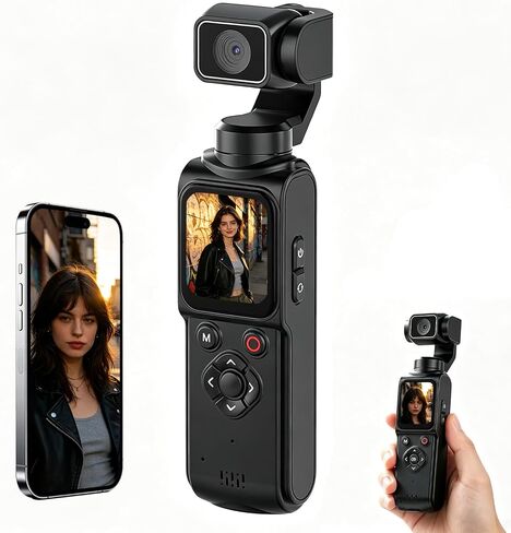 4K Vlogging Camera - 64G Pocket Camera with 330° Rotating Lens | POV Vlogs Creators,Face Tracking,1.7'' Touch Screen,Tripod & Carrying Bag,with WIFI for YouTube TikTok in Kuwait