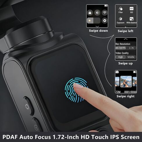 4K Vlogging Camera - 64G Pocket Camera with 330° Rotating Lens | POV Vlogs Creators,Face Tracking,1.7'' Touch Screen,Tripod & Carrying Bag,with WIFI for YouTube TikTok in Kuwait