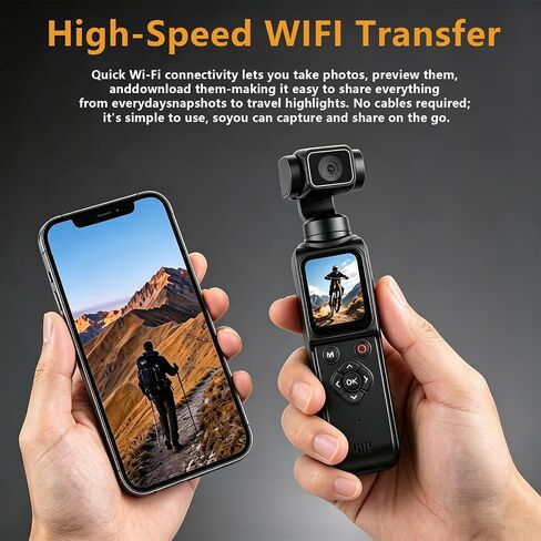 4K Vlogging Camera - 64G Pocket Camera with 330° Rotating Lens | POV Vlogs Creators,Face Tracking,1.7'' Touch Screen,Tripod & Carrying Bag,with WIFI for YouTube TikTok in Kuwait