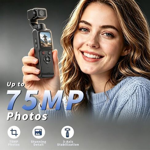 4K Vlogging Camera - 64G Pocket Camera with 330° Rotating Lens | POV Vlogs Creators,Face Tracking,1.7'' Touch Screen,Tripod & Carrying Bag,with WIFI for YouTube TikTok in Kuwait