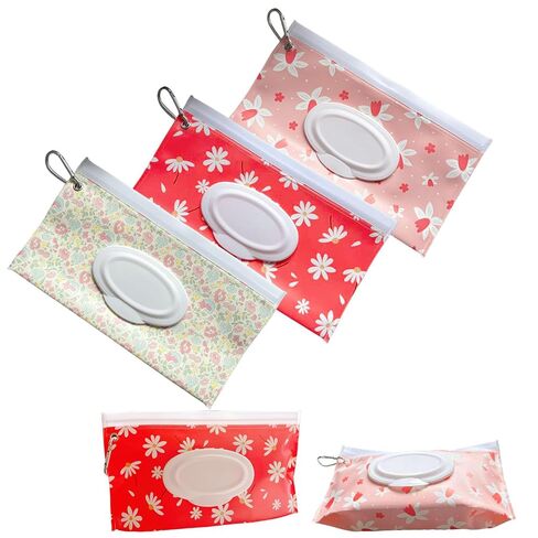 3 PCS Baby Wipes Dispenser Portable Wet Wipe Dispenser Bag | Portable Refillable Wipe Holder, Baby Wipes Container, Wipe Dispenser, Wet Wipe Carrying Case Holder for Travel in Kuwait
