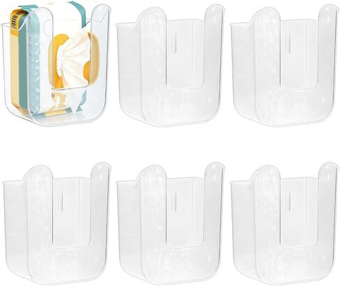 6 Pcs Kitchen Wipes Box, 4.8x3.3x5.9 Inch Acrylic Wall-Mounted Wipes Dispenser Non-Slip Flushable Wipes Container Box with Sticker for Bathroom, Kitchen, Bedroom, Toilet, Home, Clear in Kuwait