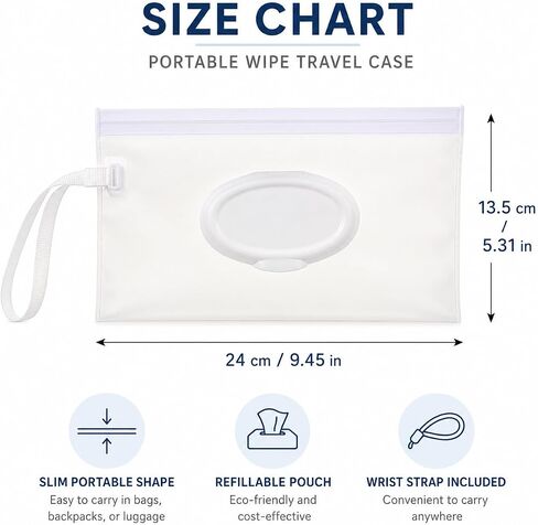 Travel Baby Wipe Case, Leakproof Portable Wipes Holder for Diaper Bag, Car and Stroller, Refillable Airtight Container wit Container Waterproof Wipe with Sealed Diapering in Kuwait
