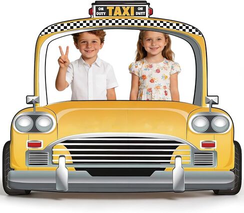 4 FT NYC Party Decoration, New York Taxi Cab Cardboard Cutout | Yellow Car Selfie Photo Booth Frame, New York City Party Decorations for Birthday Baby Shower, Plastic Corrugated Board in Kuwait