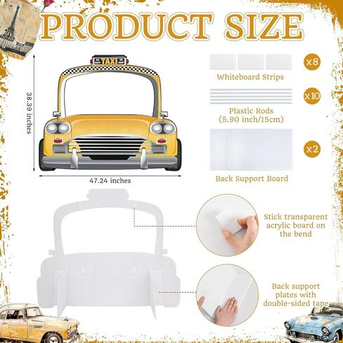4 FT NYC Party Decoration, New York Taxi Cab Cardboard Cutout | Yellow Car Selfie Photo Booth Frame, New York City Party Decorations for Birthday Baby Shower, Plastic Corrugated Board in Kuwait