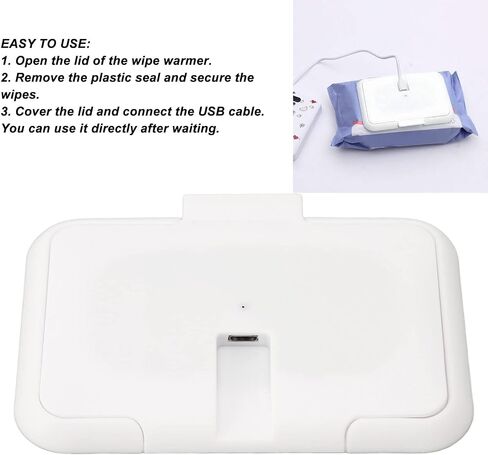 Baby Wipe Warmer, Long Lasting Warmth Warm Wipe Dispenser, Baby Wet Wipes Dispenser with USB Cable for Newborn Travel in Kuwait