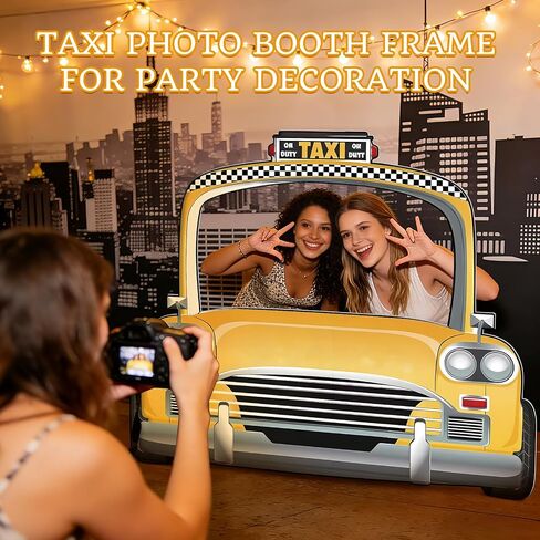 4 FT NYC Party Decoration, New York Taxi Cab Cardboard Cutout | Yellow Car Selfie Photo Booth Frame, New York City Party Decorations for Birthday Baby Shower, Plastic Corrugated Board in Kuwait