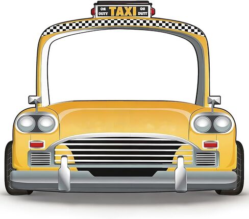 4 FT NYC Party Decoration, New York Taxi Cab Cardboard Cutout | Yellow Car Selfie Photo Booth Frame, New York City Party Decorations for Birthday Baby Shower, Plastic Corrugated Board in Kuwait
