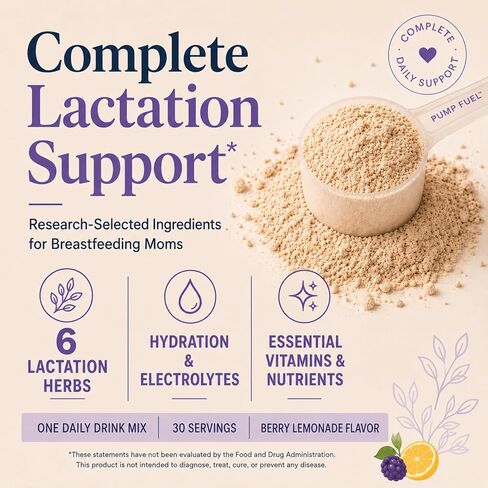 Complete Lactation Drink Mix Smoothie Supplement for Breastfeeding & Milk Supply Support with Moringa, Goat’s Rue, Shatavari, Fenugreek, Blessed Thistle, Vitamins & Electrolytes in Kuwait