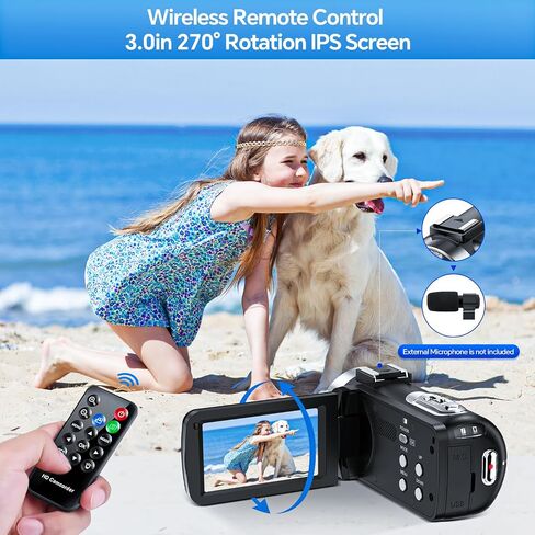 4K Video Camera Camcorder 42MP Vlogging Camera for YouTube with 3" 270° Rotation Screen, 18X Digital Zoom Cam Corder, 2 Rechargeable Batteries, 32GB SD Card & Remote Control in Kuwait