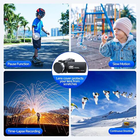 4K Video Camera Camcorder 42MP Vlogging Camera for YouTube with 3" 270° Rotation Screen, 18X Digital Zoom Cam Corder, 2 Rechargeable Batteries, 32GB SD Card & Remote Control in Kuwait