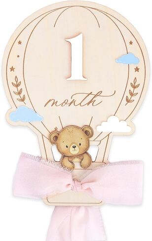 Baby Monthly Milestone Markers, 1–12 Month Milestone Signs, Newborn Photo Props, Baby Growth Photo Cards, Nursery Room Decor (Pink D16) in Kuwait