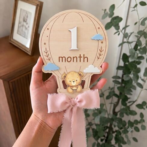 Baby Monthly Milestone Markers, 1–12 Month Milestone Signs, Newborn Photo Props, Baby Growth Photo Cards, Nursery Room Decor (Pink D16) in Kuwait