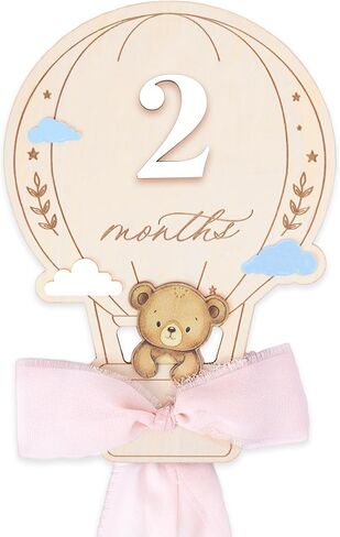 Baby Monthly Milestone Markers, 1–12 Month Milestone Signs, Newborn Photo Props, Baby Growth Photo Cards, Nursery Room Decor (Pink D16) in Kuwait