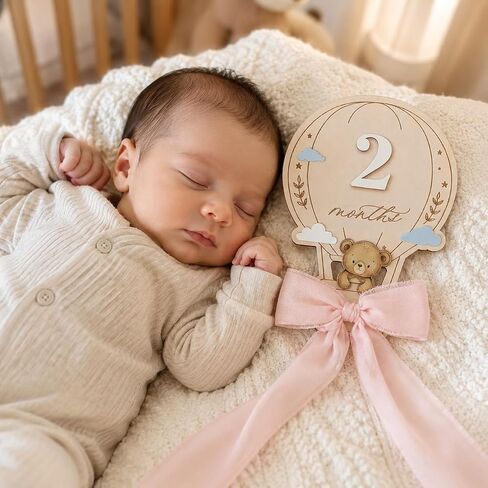 Baby Monthly Milestone Markers, 1–12 Month Milestone Signs, Newborn Photo Props, Baby Growth Photo Cards, Nursery Room Decor (Pink D16) in Kuwait