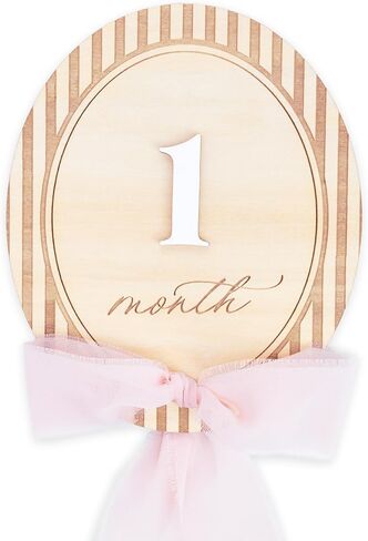 Baby Milestone Signs 1–12 Months, Monthly Milestone Markers, Newborn Photo Props, Baby Growth Photo Cards, Nursery Decor (Bow D39) in Kuwait