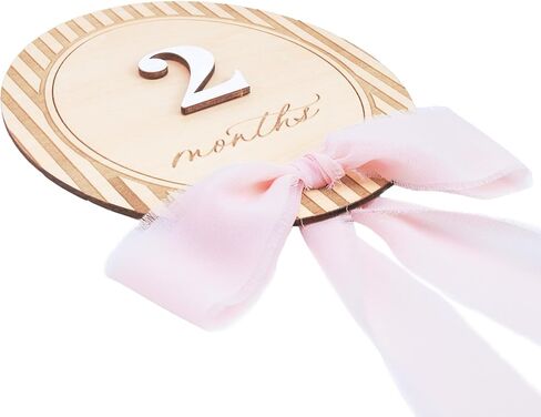 Baby Milestone Signs 1–12 Months, Monthly Milestone Markers, Newborn Photo Props, Baby Growth Photo Cards, Nursery Decor (Bow D39) in Kuwait