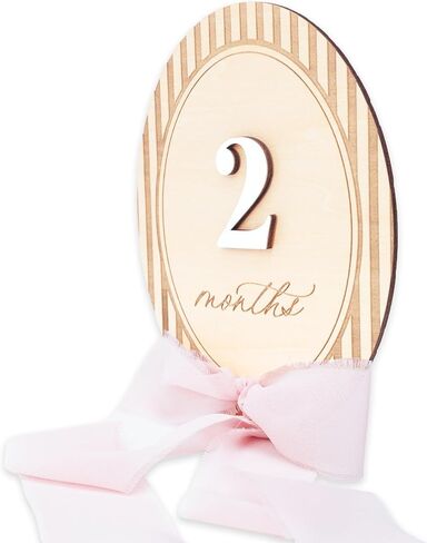 Baby Milestone Signs 1–12 Months, Monthly Milestone Markers, Newborn Photo Props, Baby Growth Photo Cards, Nursery Decor (Bow D39) in Kuwait