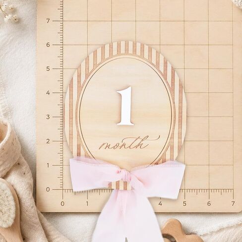 Baby Milestone Signs 1–12 Months, Monthly Milestone Markers, Newborn Photo Props, Baby Growth Photo Cards, Nursery Decor (Bow D39) in Kuwait