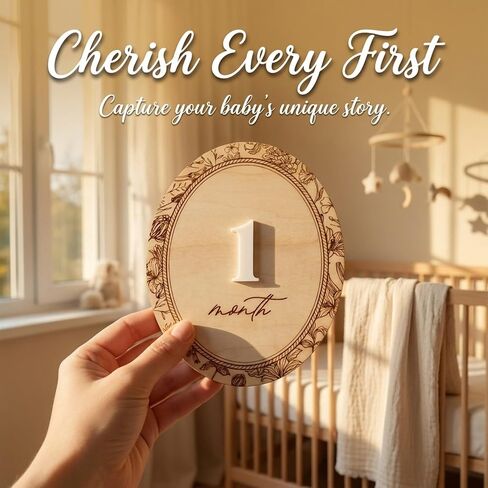 Baby Monthly Milestone Signs, 1–12 Month Milestone Markers, Newborn Photography Props, Nursery Decor (D27) in Kuwait