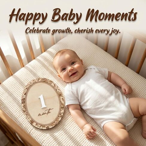 Baby Monthly Milestone Signs, 1–12 Month Milestone Markers, Newborn Photography Props, Nursery Decor (D27) in Kuwait