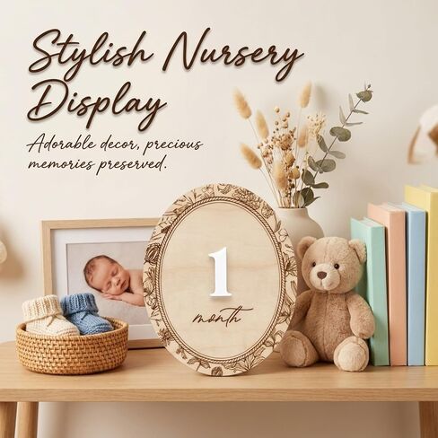 Baby Monthly Milestone Signs, 1–12 Month Milestone Markers, Newborn Photography Props, Nursery Decor (D27) in Kuwait