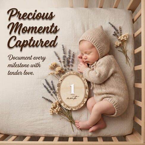 Baby Monthly Milestone Signs, 1–12 Month Milestone Markers, Newborn Photography Props, Nursery Decor (D27) in Kuwait