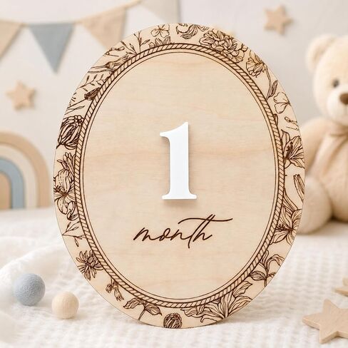 Baby Monthly Milestone Signs, 1–12 Month Milestone Markers, Newborn Photography Props, Nursery Decor (D27) in Kuwait