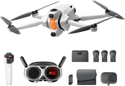 Antigravity A1 Infinity Bundle (3 High-Capacity Batteries) - 8K 360 Drone for Immersive Flight, Point-to-Fly Motion Control, Obstacle Avoidance, Deep Track, Auto Return, 10km Transmission, Auto Edit | Includes Vision Fpv Goggles and Grip Motion Controller in Kuwait