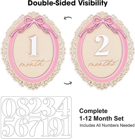 Monthly Baby Milestone Signs, 1–12 Month Photo Markers, Newborn Props, Growth Keepsake, Nursery Room Decor (D28) in Kuwait