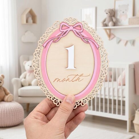 Monthly Baby Milestone Signs, 1–12 Month Photo Markers, Newborn Props, Growth Keepsake, Nursery Room Decor (D28) in Kuwait