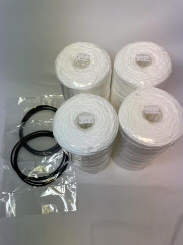 QC Filters, quickchangefilters 5 Micron Polypropylene Cord Wound Water Filter Cartridge, 4.5x10 inch, 4-Pack with 8, O-rings, Compatible with Pentair and Pelican Systems PC40 replacement in Kuwait