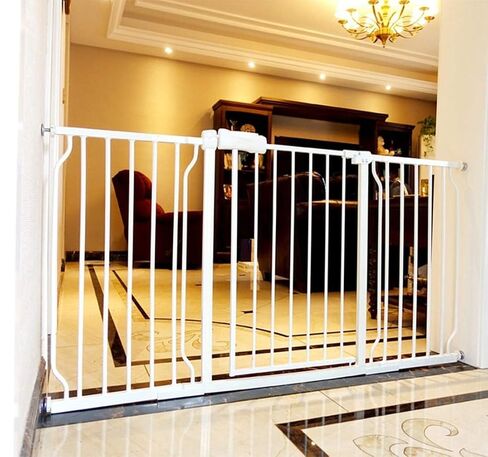 Allaibb ضغط واسع الضغط على بوابة الطفل وثيقة أبيض المعادن البيضاء Dog Dog Safety Gates مع المشي من خلال الدرج والمداخل والمطبخ وبدلة غرفة المعيشة لمدة 57.48-62.20 بوصة in Kuwait