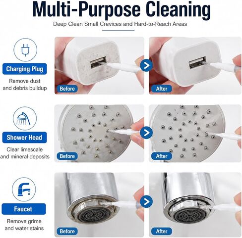 20 Pcs Charging Port Cleaner Anti-Clogging Mini Brushes Cleaner | Phone Port Cleaning Kit, Shower Head Cleaning Brush, for Charging Ports Speaker Bathroom in Kuwait
