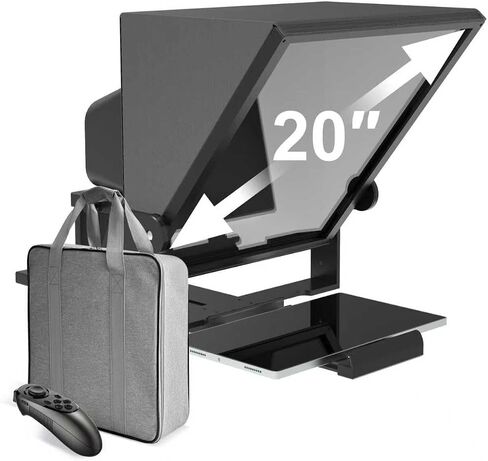 20" Teleprompter for Camera with HD Optical Glass & Remote Control | Large Script Display, Adjustable Height & Angle, Supports DSLR Cameras and Tablets for Video Recording & Live Streaming in Kuwait