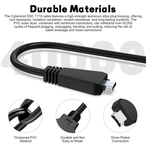 VMC-MD3 Cable Compatible with Sony Cyber-Shot DSC-W350 W360 W380 W390 W560 W570 W580 WX5 WX7 WX9 WX10 WX30 H70 HX7 TX55 TX66 TX100 Digital Camera, VMC-MD3 USB Cable for Computers, Laptops, 4.9ft in Kuwait