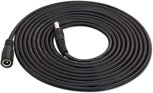 10FT DC Extension Cable for AC DC Adapter Power Supply Extension Plug Jack 5.5mm x 2.1mm Male to Female 20AWG DC 24V 12V 9V 6V 5V for Security Cameras Router Printer LED Light Strip 5A Max. 3M Black in Kuwait