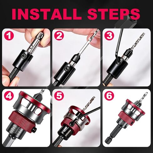Countersink Drill Bits Set, 4PCS 4-Flute HSS M2 Bits with Depth Stop | 4-Flute Countersink Drill Bits for Cleaner Holes Durable HSS M2 Set Adjustable Depth Stop Collar Versatile Woodworking in Kuwait