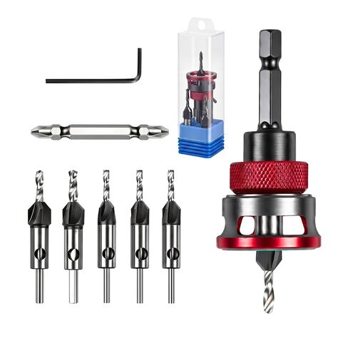 9 Pcs Countersink Drill Bit Set with Depth Stop, Hss M2 Counter Sink Bits for Wood, 82° Counterbore Drillbit with 1/4" Hex Shank in Kuwait