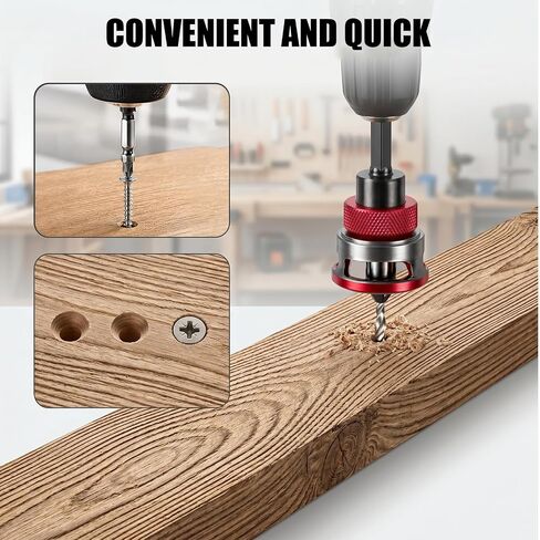 9 Pcs Countersink Drill Bit Set with Depth Stop, Hss M2 Counter Sink Bits for Wood, 82° Counterbore Drillbit with 1/4" Hex Shank in Kuwait