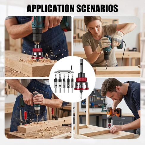 9 Pcs Countersink Drill Bit Set with Depth Stop, Hss M2 Counter Sink Bits for Wood, 82° Counterbore Drillbit with 1/4" Hex Shank in Kuwait