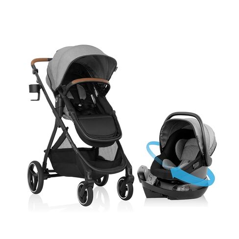 Evenflo Shyft Intuiti Travel System Featuring LiteMax NXT Preemie and Infant Car Seat with SensorySoothe (Eclipse Black) in Kuwait