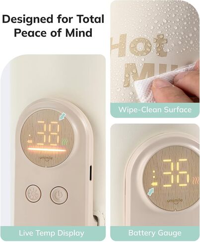 Umimile Portable Bottle Warmer for Travel – Heats the Bottle Directly—No Pouring, Fast Heating Baby Bottle Warmer on The Go, 6 Temp Settings & Auto Keep-Warm,Fits 2.5-3.3in Bottles (Beige) in Kuwait