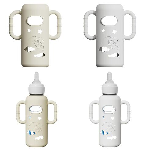 4 Pack Silicone Sleeves for Dr Brown's Glass Bottles, Drop Protection Bottle Sleeves with Handles, Anti Breakage Baby Bottle Protector Compatible with Dr. Brown's Newborn Glass Bottles,8 oz in Kuwait