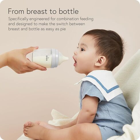 BuubiBottle Mini Slow Flow Bottle for Newborn Babies by Quark - with Anti-Colic RealFeel Nipple to Simulate Breastfeeding - Easy to Clean, BPA-Free, PVC-Free, Toxin-Free - 5 Oz Bottle with Lid, Gray in Kuwait