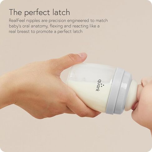 BuubiBottle Mini Slow Flow Bottle for Newborn Babies by Quark - with Anti-Colic RealFeel Nipple to Simulate Breastfeeding - Easy to Clean, BPA-Free, PVC-Free, Toxin-Free - 5 Oz Bottle with Lid, Gray in Kuwait