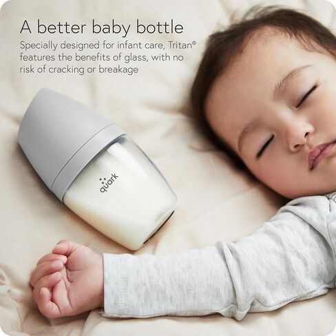 BuubiBottle Mini Slow Flow Bottle for Newborn Babies by Quark - with Anti-Colic RealFeel Nipple to Simulate Breastfeeding - Easy to Clean, BPA-Free, PVC-Free, Toxin-Free - 5 Oz Bottle with Lid, Gray in Kuwait